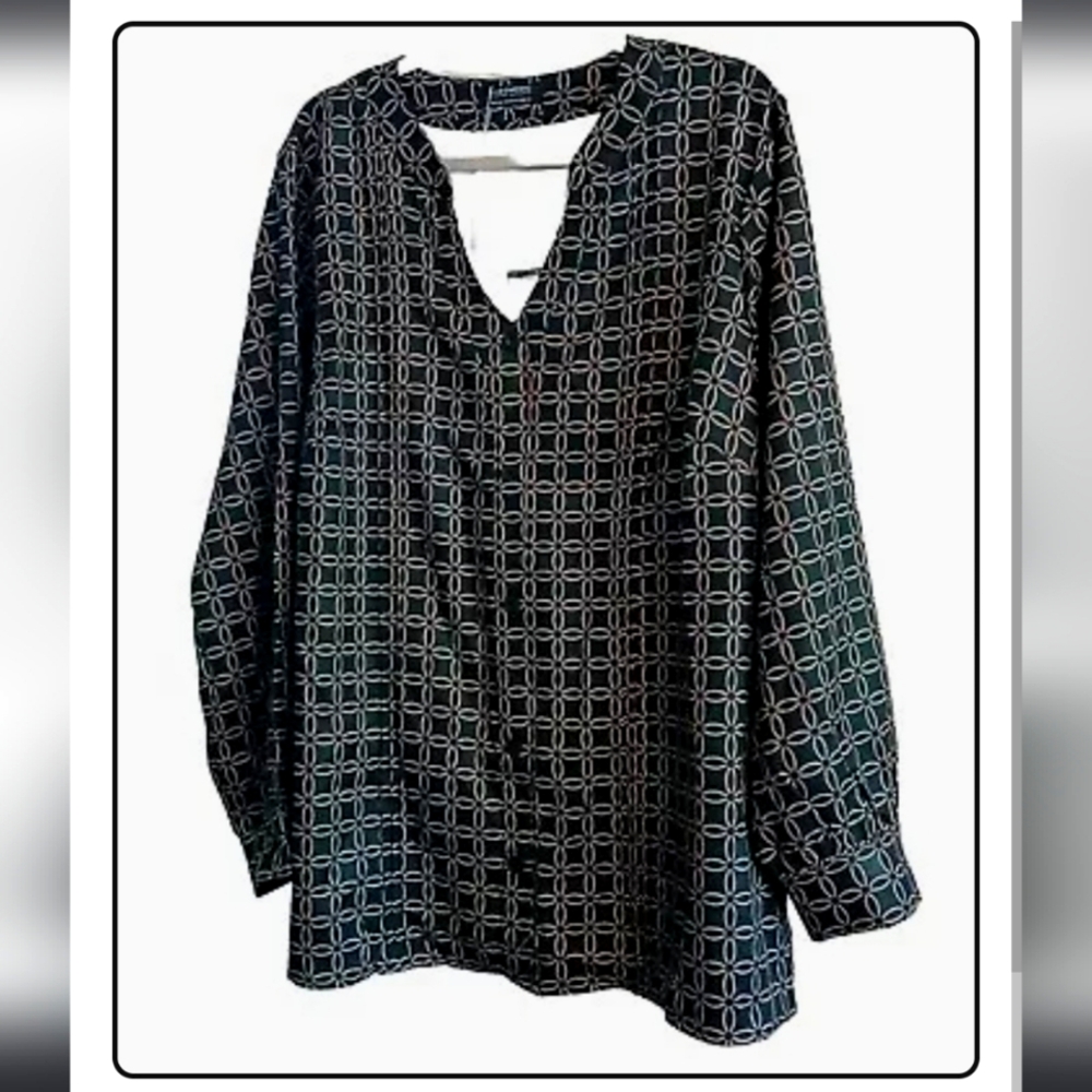BLOOMCHIC Dark Green Gold Print Long Sleeve Top Shirt Tunic